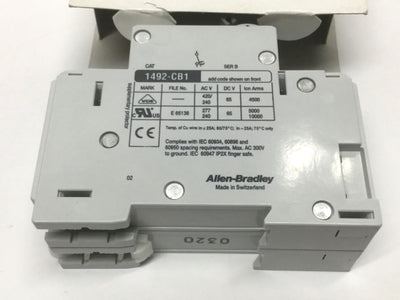 New Allen Bradley 1492-CB1F050-N Supplementary Circuit Breaker 1P+Neutral, 5A­­
