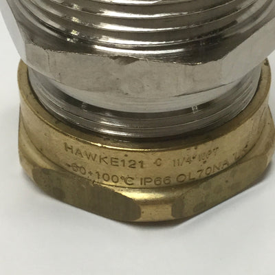 New – Open box Hawke 121 C Industrial Brass Cable Gland 1-1/4" NPT Thread, 19.5-26.5mm Sheath