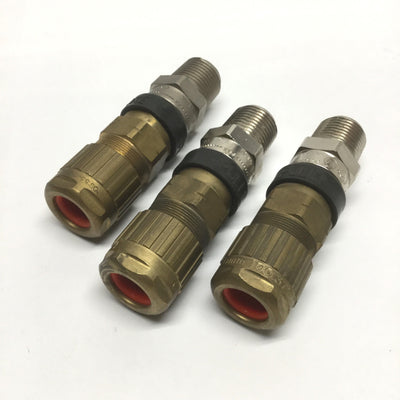 New – Open box Lot of 3 Hawke 153 O X Industrial Brass Cable Gland 1/2" NPT Thread, 9.5-16mm