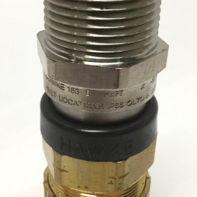 New – Open box Hawke 153 B X Industrial Brass Cable Gland 1" NPT Thread, 16.9-26mm