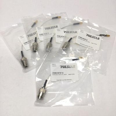New Lot of 5 Pulstar 316B-NFXF-6 RF Jumper Cable RG316 Coaxial Female N to MCX, 6" L