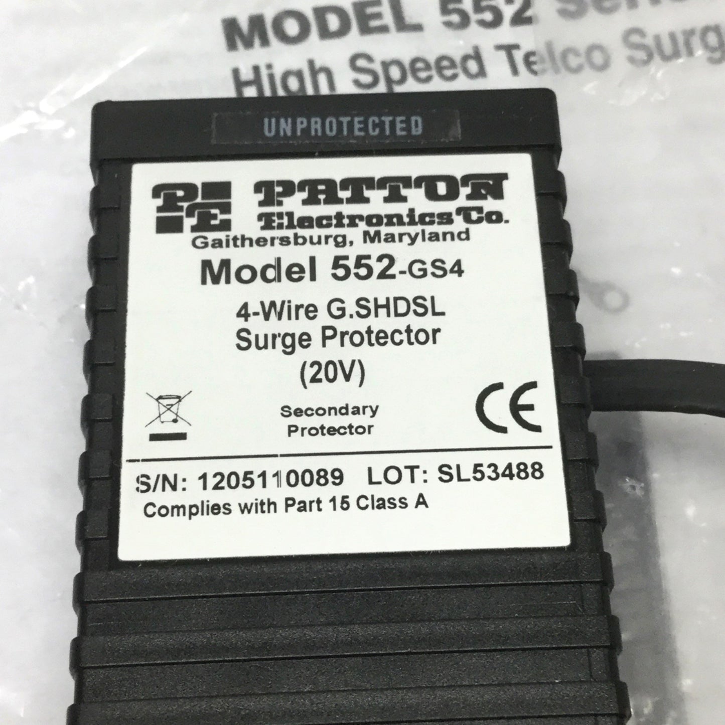 New Patton 552-GS4 High Speed Telco Line 4-Wire Surge Protector G.SHDSL, RJ45, 600W