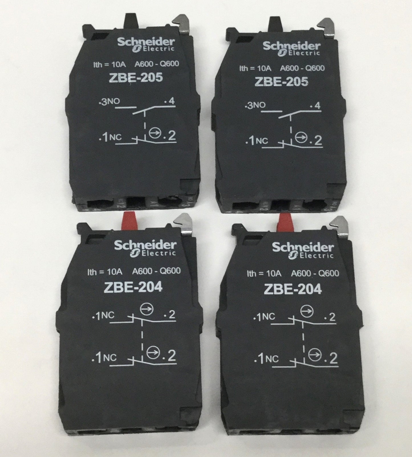 New – Open box Lot of Schneider ZBE-204/205 Harmony XB4 22mm Switch Contact Blocks 600V 10A