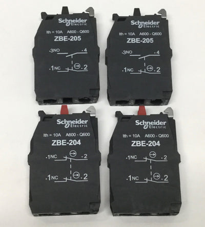 New – Open box Lot of Schneider ZBE-204/205 Harmony XB4 22mm Switch Contact Blocks 600V 10A
