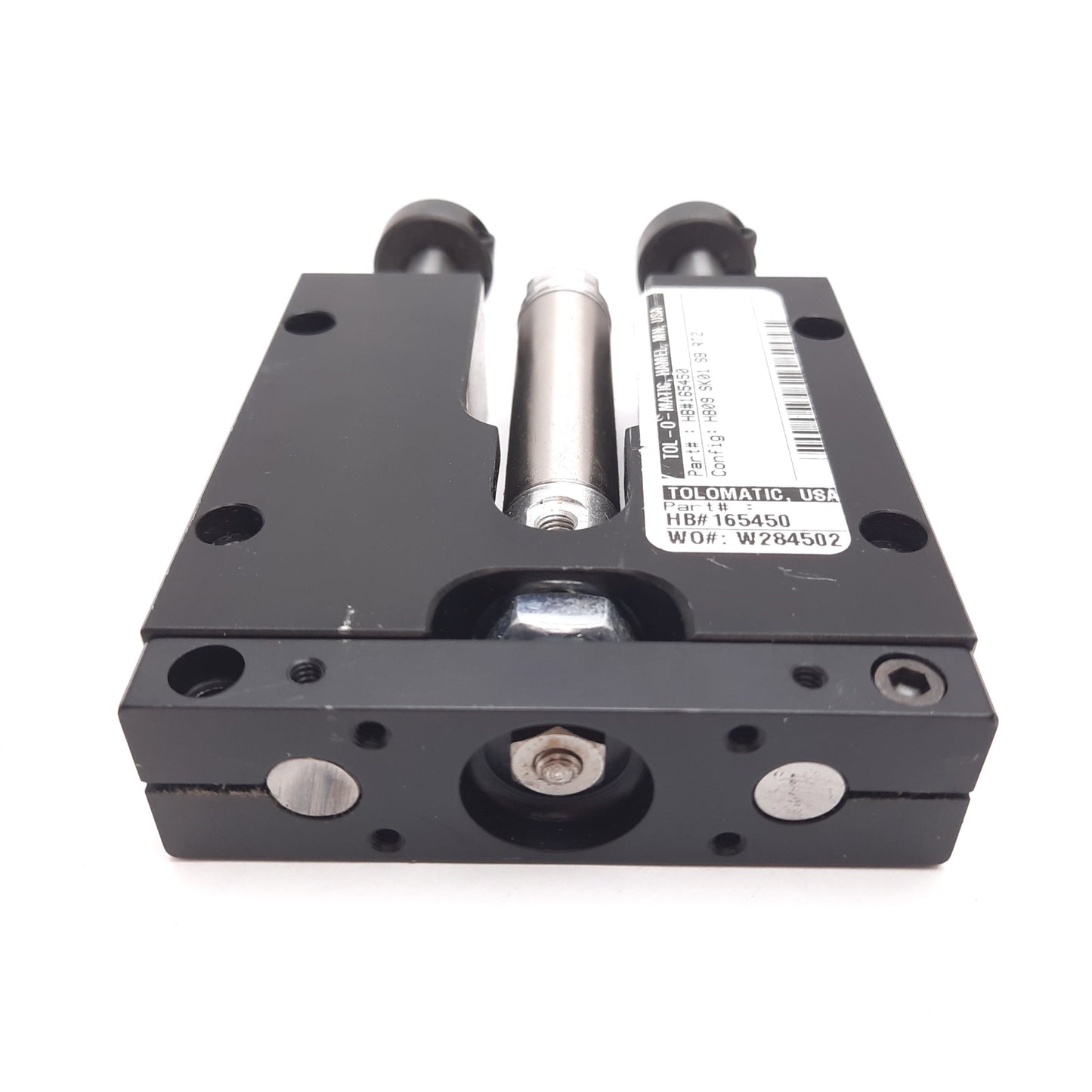 Used Tolomatic HB09 SK01 SB RT2 H-Block Cylinder, Bore 9/16", Stroke 1", Ports 10-32