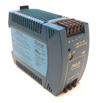 Used PULS ML50.102 Power Supply, In: 100-240VAC/110-300VDC, Out:12VDC DIN Rail Mount