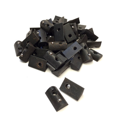 Used Lot of 50 80/20 Black Steel Roll-In T-Nut w/Spring 15-Series, 10-32 Thread