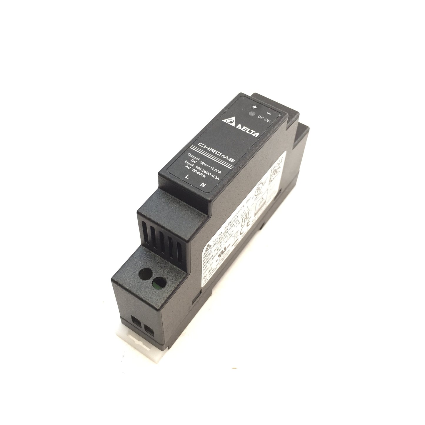 Used Delta DRC-12V10W1A Switching Power Supply, In: 100-240VAC 0.3A, Out: 12VDC 0.83A