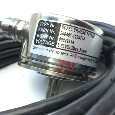 Used Scancon SCA50-SR-4096-741506 Stainless Steel Encoder, Voltage: 5-30VDC, Max 35mA