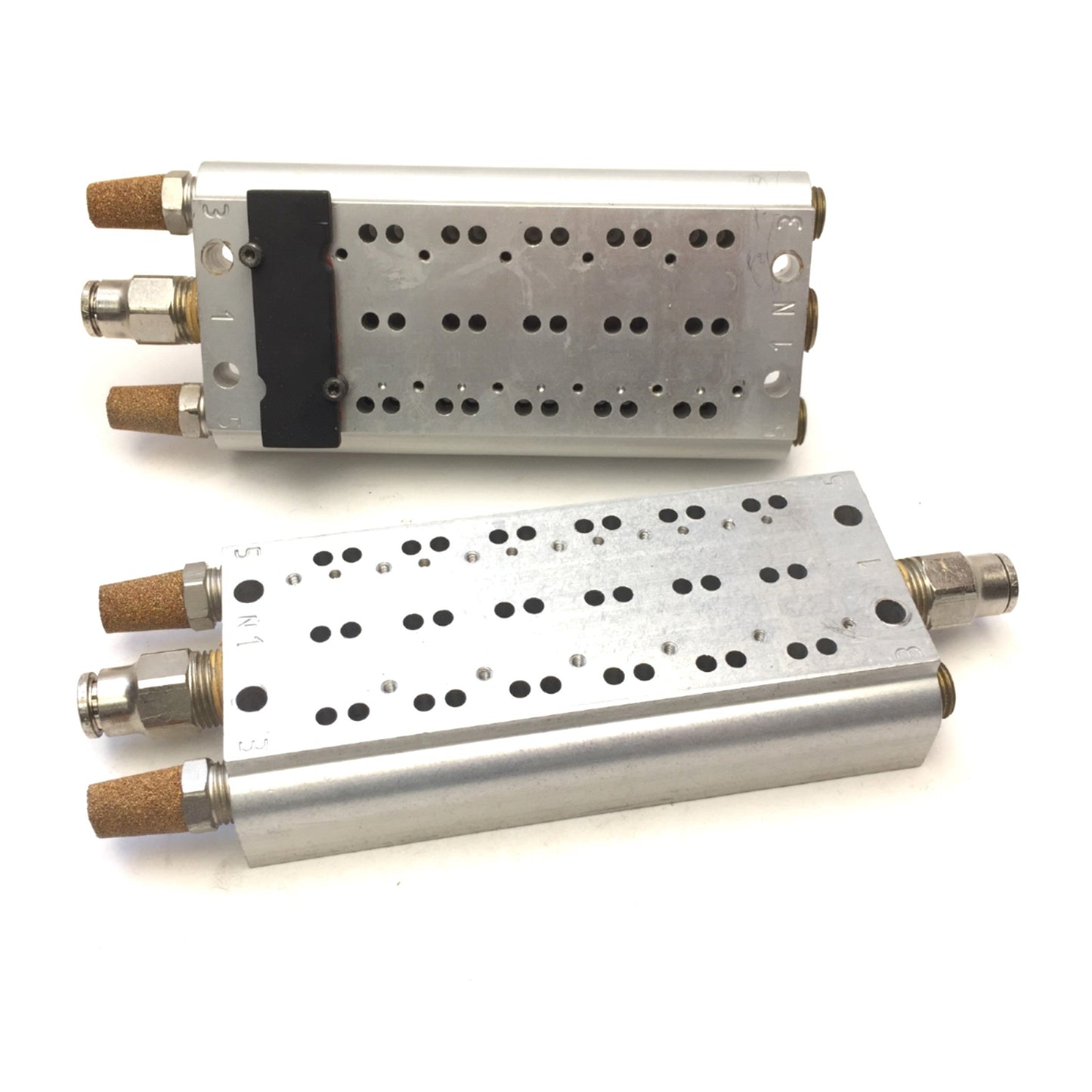Used Lot of 2 Norgren 6-Station Manifold Plate Base for V14R517AB313A Solenoid Valves