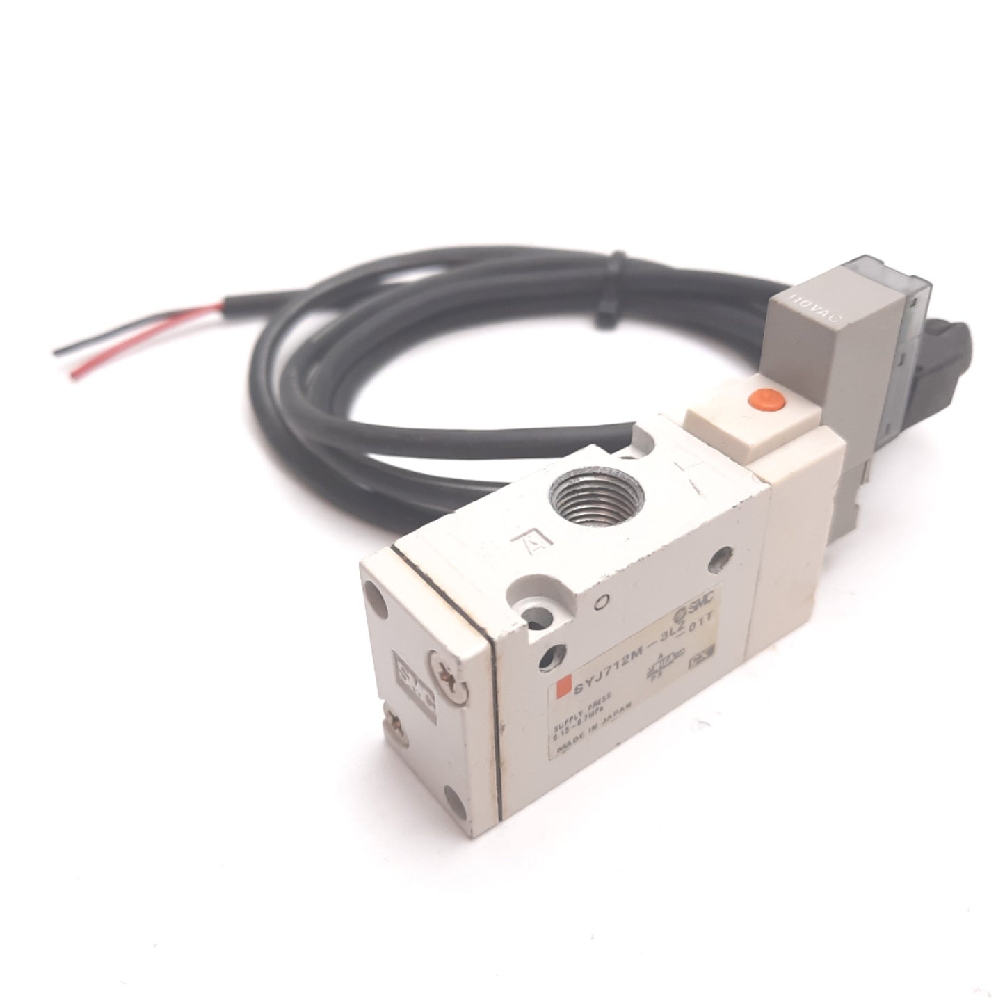 Used SMC SYJ712M-3LZ-01T Solenoid Valve, 2-Position 3-Port, 110VAC, 1/8" NPT