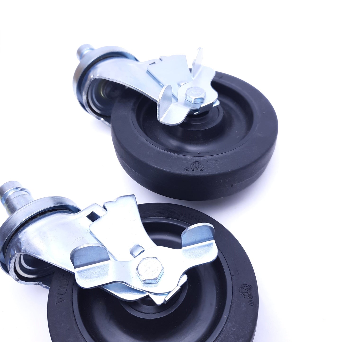 New – Open box Lot of 2 5" Stem Caster with Shielded Polyurethane Wheels, Swivel w/ Total Lock