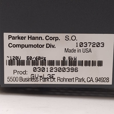 Used Parker GV-L3E Gemini Digital Servo Drive, 1 Axis, 170VDC 0.44kW 3A, 120VAC