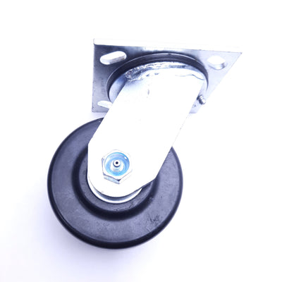 Used 4" Metal Swivel Caster Wheel, 1.5" Wheel Width, 4" x 4.5" Top Mounting Plate