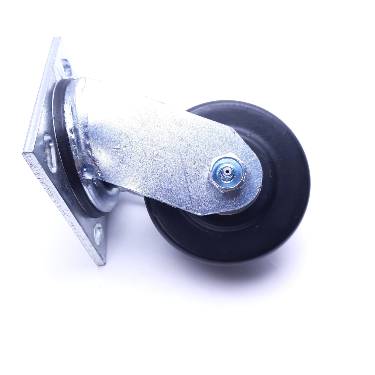 Used 4" Metal Swivel Caster Wheel, 1.5" Wheel Width, 4" x 4.5" Top Mounting Plate