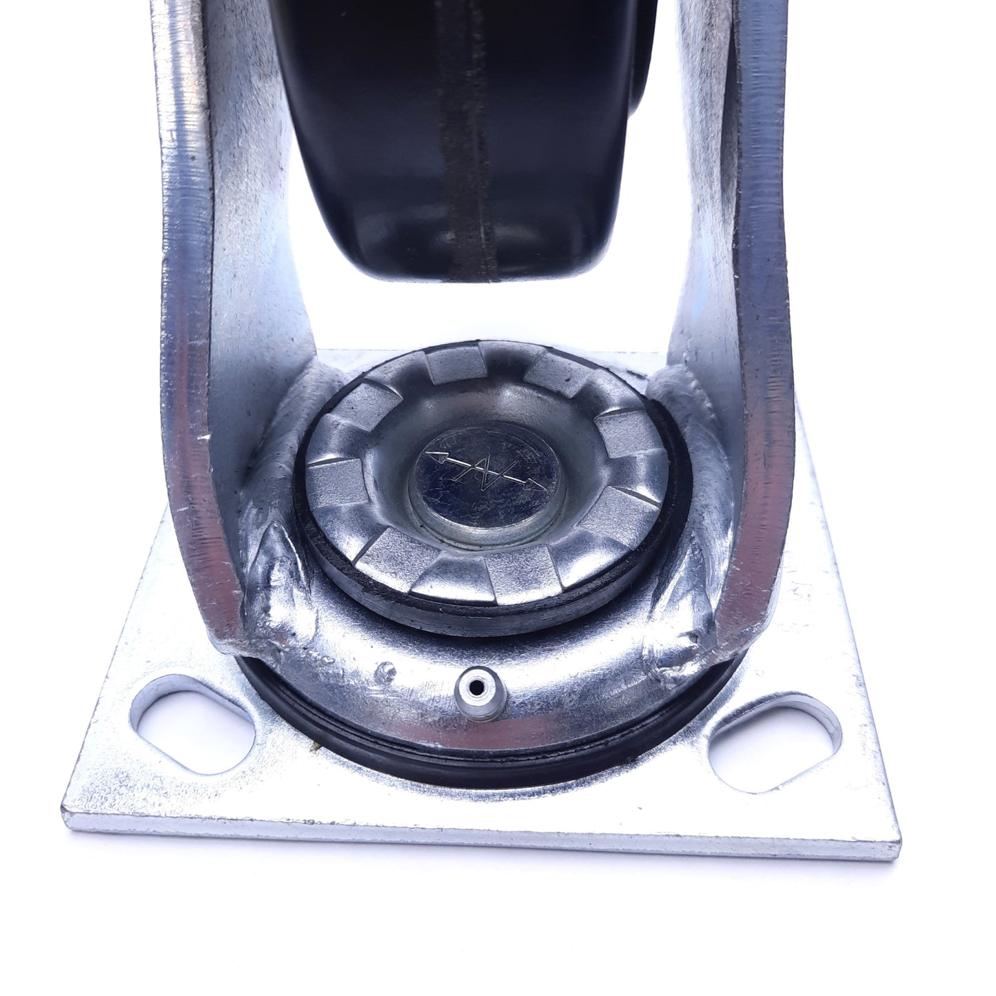 Used 4" Metal Swivel Caster Wheel, 1.5" Wheel Width, 4" x 4.5" Top Mounting Plate