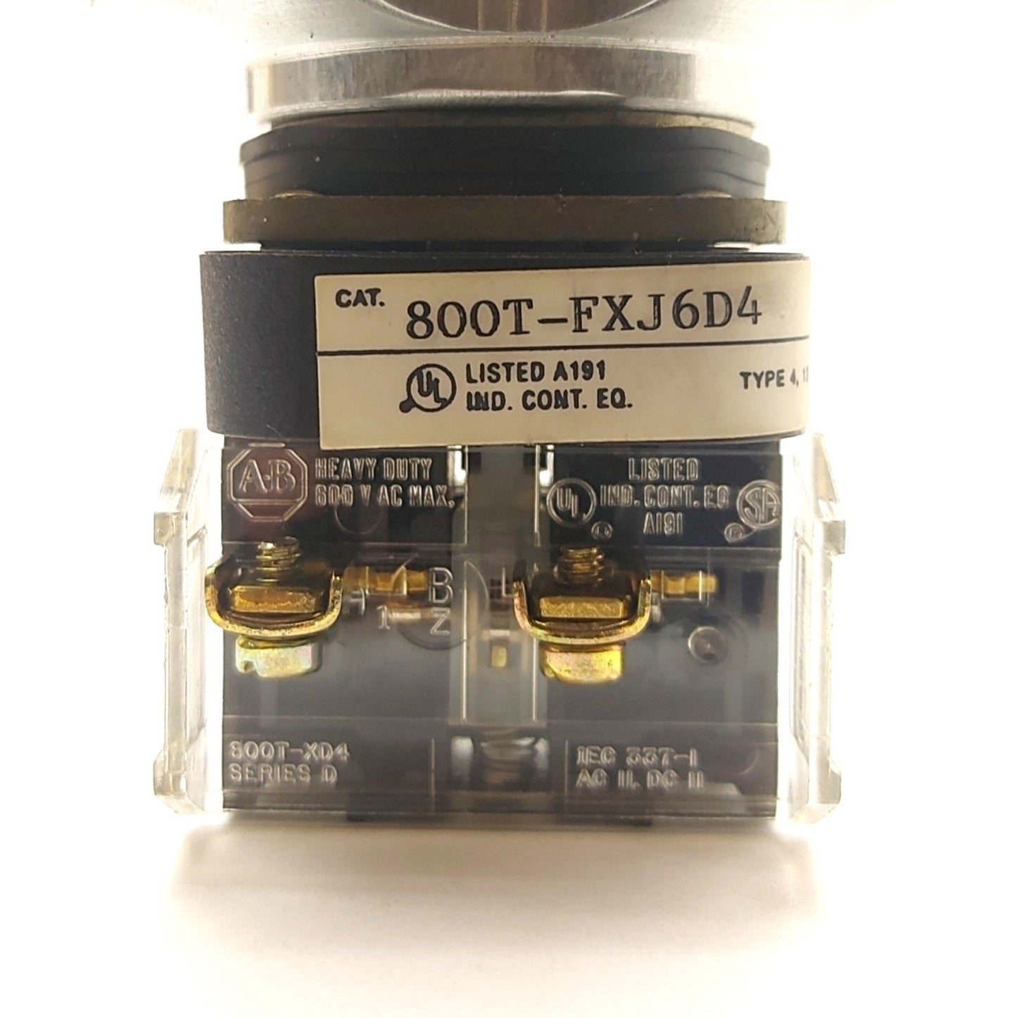 Used Allen Bradley 800T-FXJ6D4 E-Stop Button w/Guard 2x 800T-XD4 Contacts NC 600V 10A