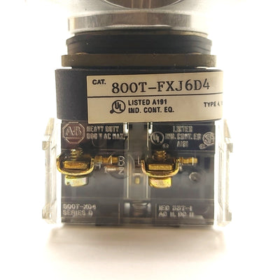 Used Allen Bradley 800T-FXJ6D4 E-Stop Button w/Guard 2x 800T-XD4 Contacts NC 600V 10A