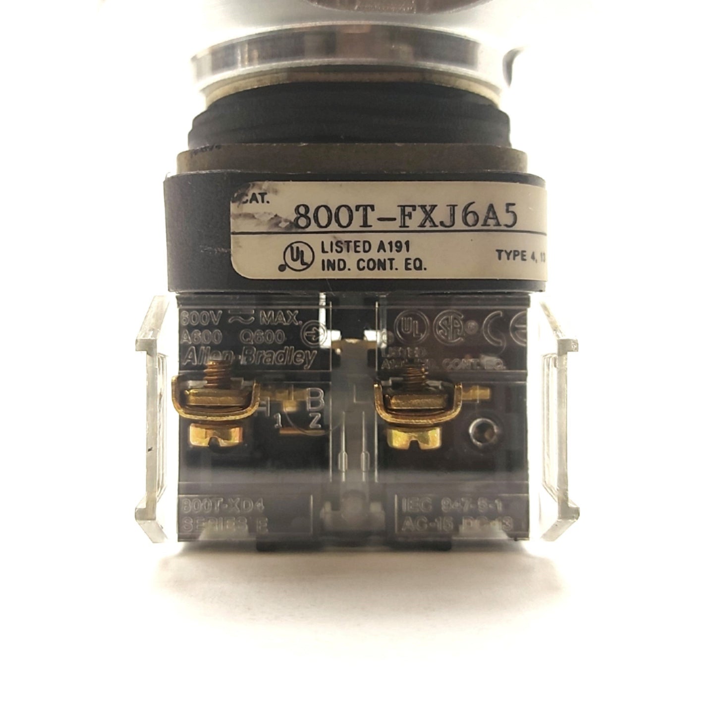 Used Allen Bradley 800T-FXJ6A5 E-Stop Button w/Guard 2x 800T-XD4 Contacts NC 600V 10A