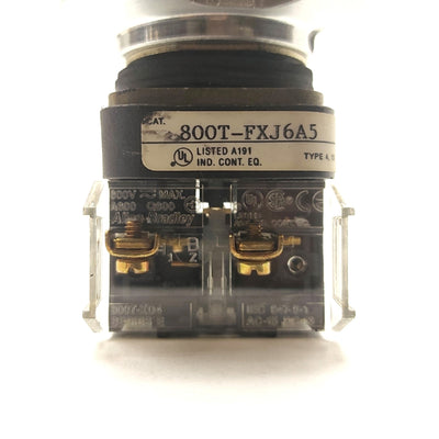 Used Allen Bradley 800T-FXJ6A5 E-Stop Button w/Guard 2x 800T-XD4 Contacts NC 600V 10A
