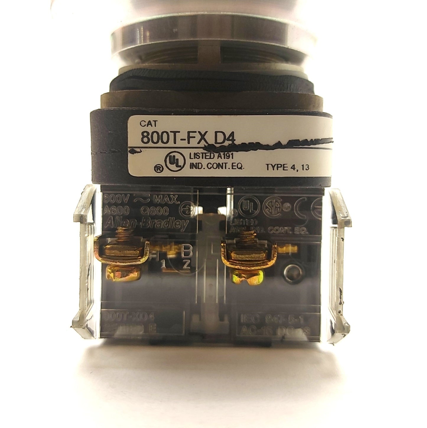 Used Allen Bradley 800T-FX D4 E-Stop Button w/Guard 2x 800T-XD4 Contacts NC 600V 10A