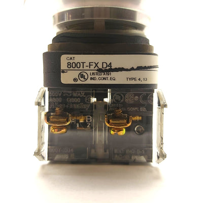 Used Allen Bradley 800T-FX D4 E-Stop Button w/Guard 2x 800T-XD4 Contacts NC 600V 10A
