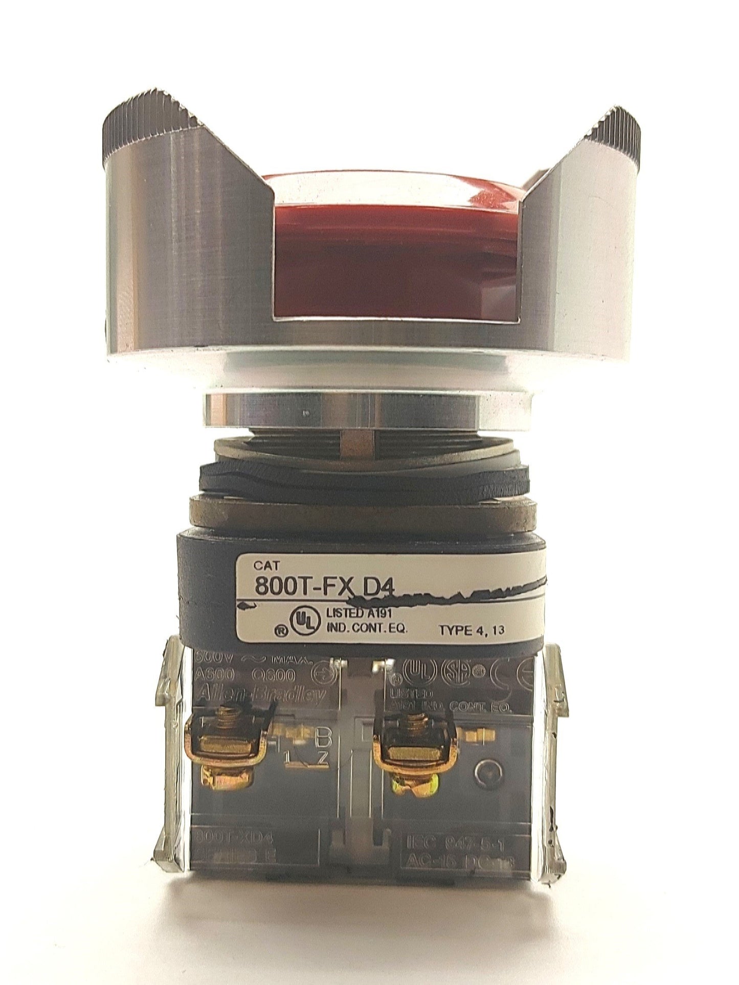 Used Allen Bradley 800T-FX D4 E-Stop Button w/Guard 2x 800T-XD4 Contacts NC 600V 10A