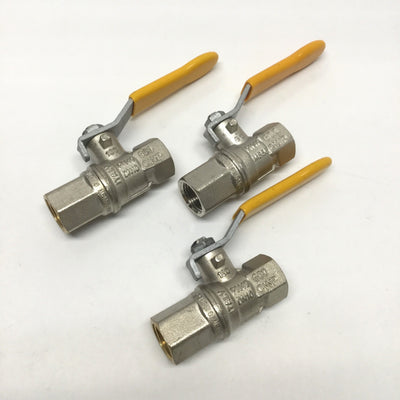 New – Open box Lot of 3 RuB K84-DIN-DVGW Brass Shut-Off Ball Valves 3/8" BSPP Female 600psi CWP