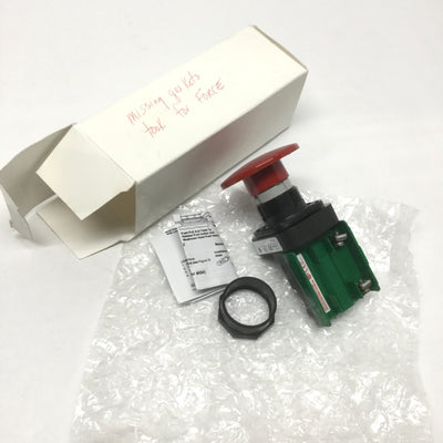New – Open box Allen Bradley 800H-DR6JD2P Jumbo Red Mushroom Momentary Pushbutton Switch, 1NC