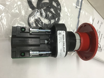 New – Open box Allen Bradley 800H-DR6JD2P Jumbo Red Mushroom Momentary Pushbutton Switch, 1NC