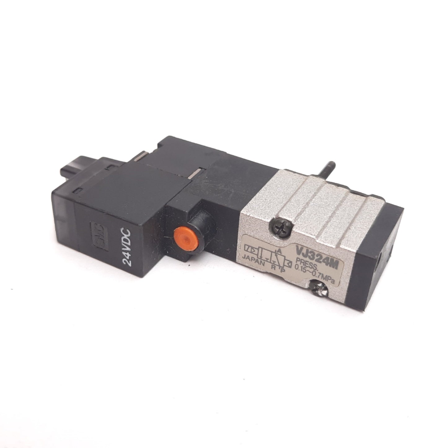 Used SMC VJ324M Solenoid Valve, 2-Position 3-Port, 24VDC, 0.15-0.7MPa, Screws/Gasket