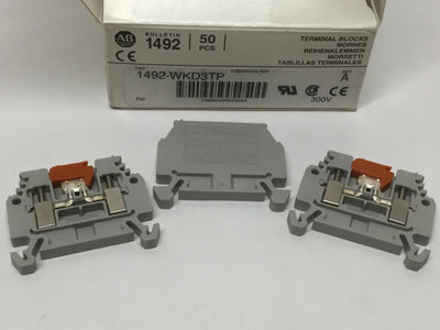 New – Open box Lot of 50 Allen Bradley 1492-WKD3TP Knife Disconnect Isolating Terminal Blocks