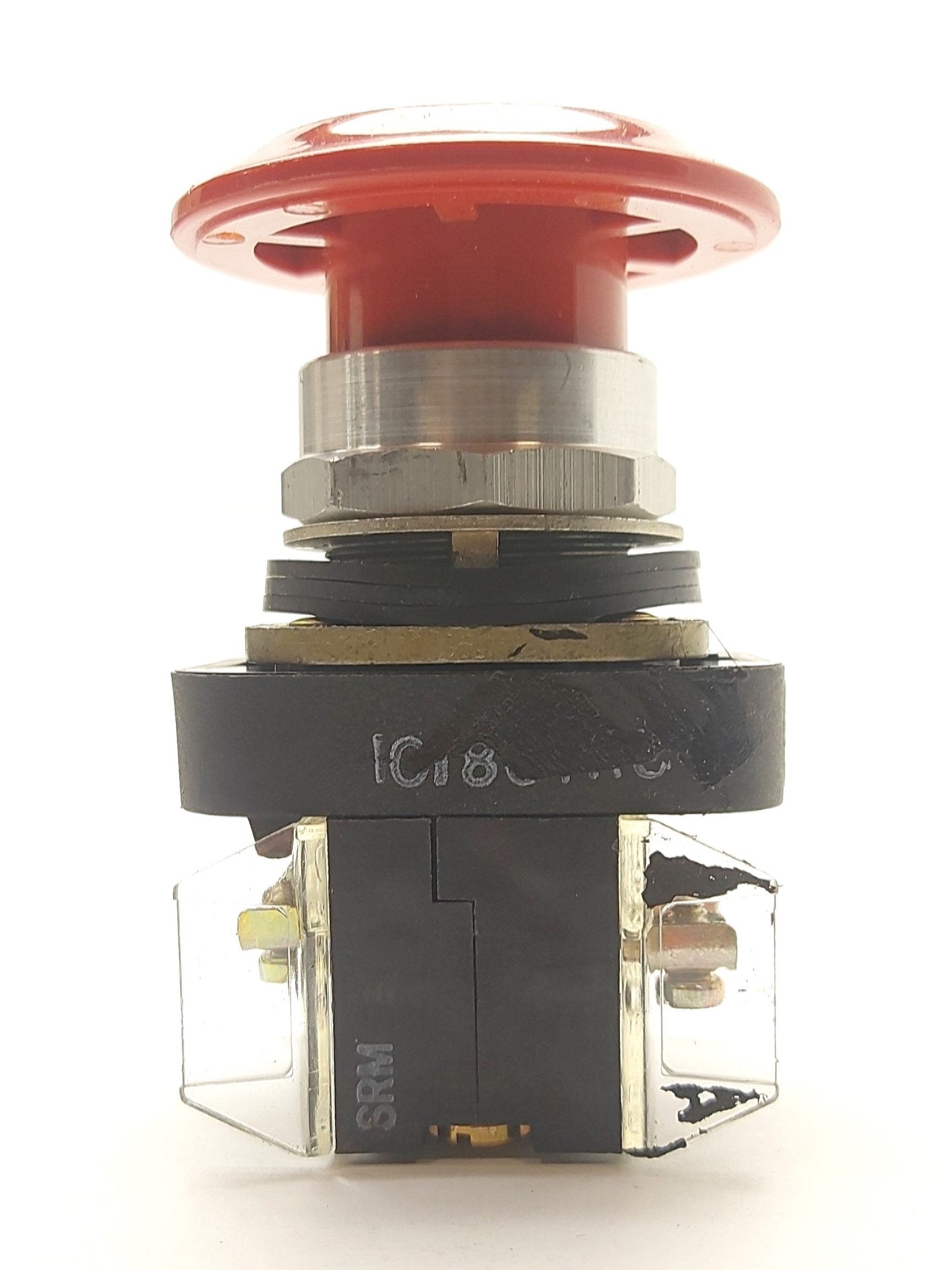 Used Allen Bradley 800T-FXJ6A5 E-Stop Button, 2x 800T-XD4 Contacts NC, 600V 10A