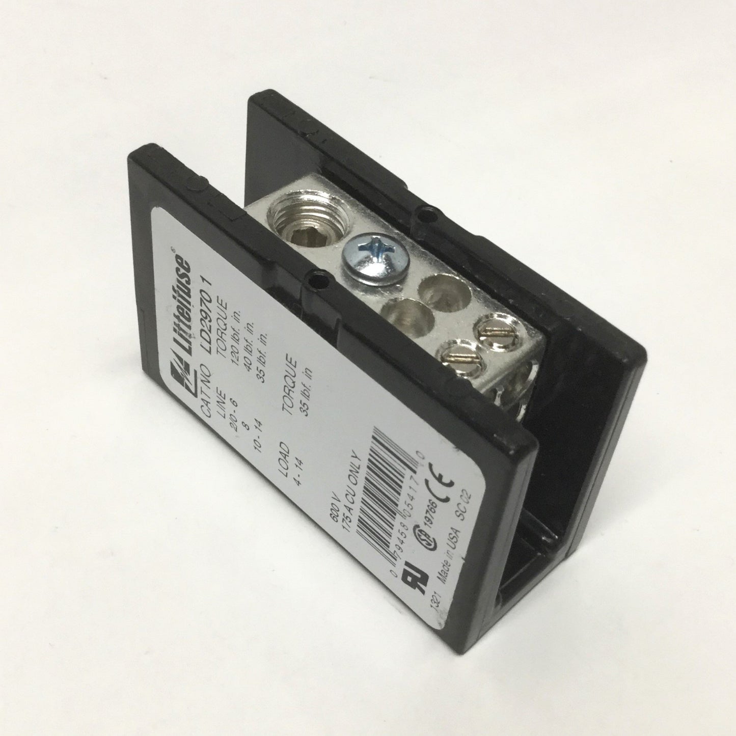 New – Open box Littelfuse LD2970-1 Power Distribution Block 1-Pole, 1x Line, 4x Load, 600V 175A