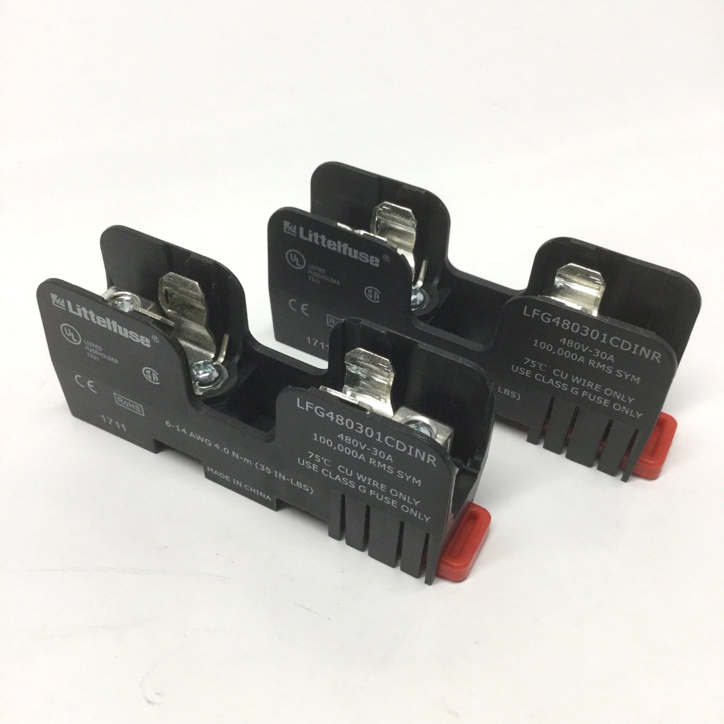 New Lot of 2 Littelfuse LFG480301CDINR POWRGARD G Fuse Holder Block 1-Pole, 30A 480V