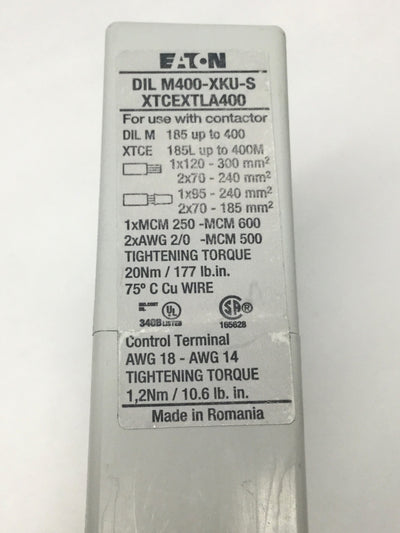 New – Open box Eaton DILM400-XKU-S Contactor Cable Terminal Block Lug Assembly Kit 400A