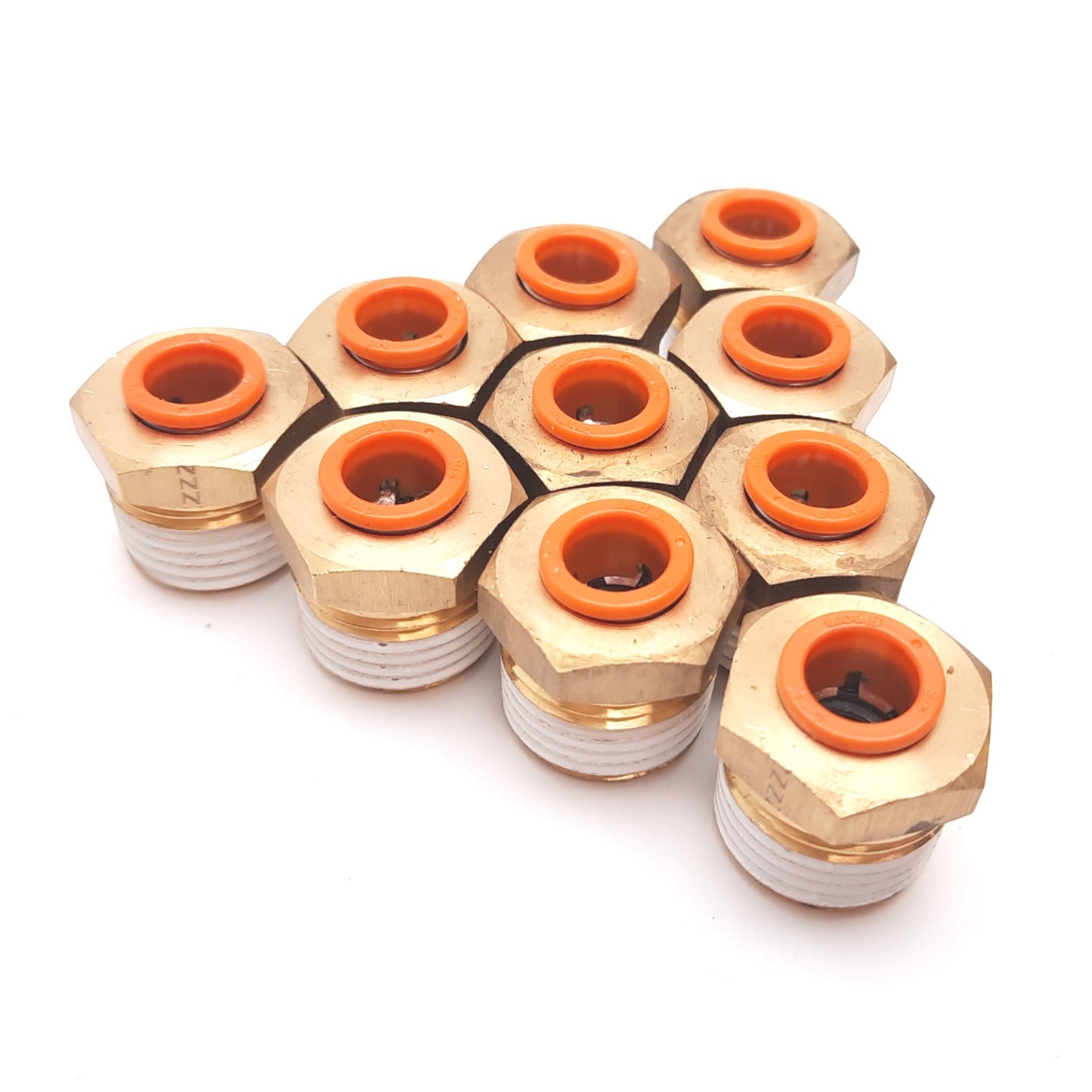 New – Open box Lot of 10 SMC KQ2H11-37A One-Touch Fitting, 3/8" Tube to 1/2" NPT Male