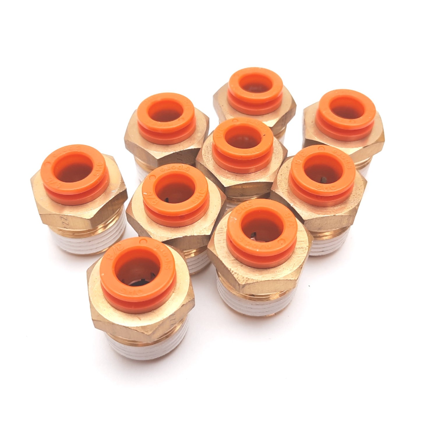 New – Open box Lot of 9 SMC KQ2H11-37A One-Touch Fitting, 3/8" Tube to 1/2" NPT Male