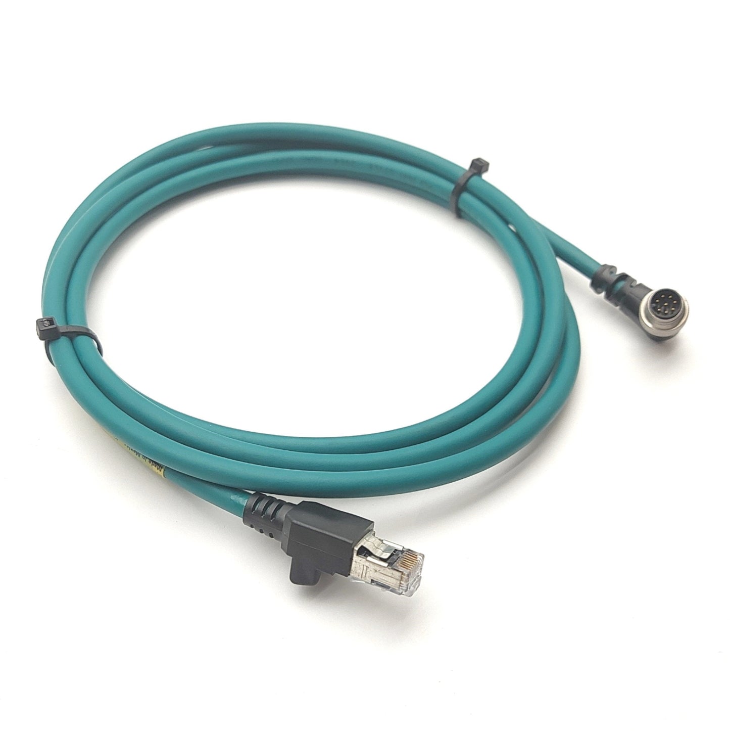 Used Cognex CCB-84901-6005-02 Right Angle Ethernet Cable, RJ45 to M12 8-Pin, 2m Long