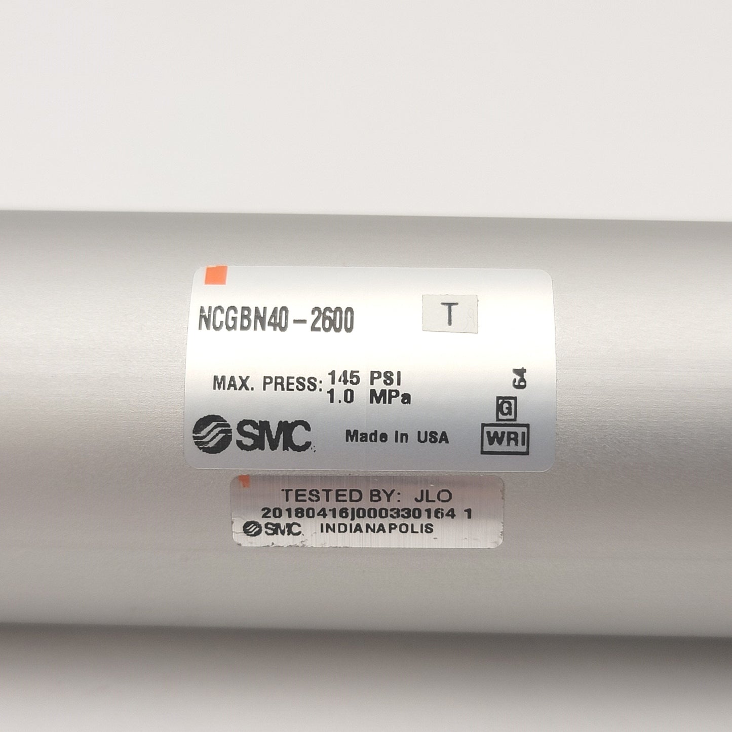Used SMC NCGBN40-2600 Round Body Cylinder Bore: 1-1/2" Stroke: 26" 8-145psi 1/8"NPT