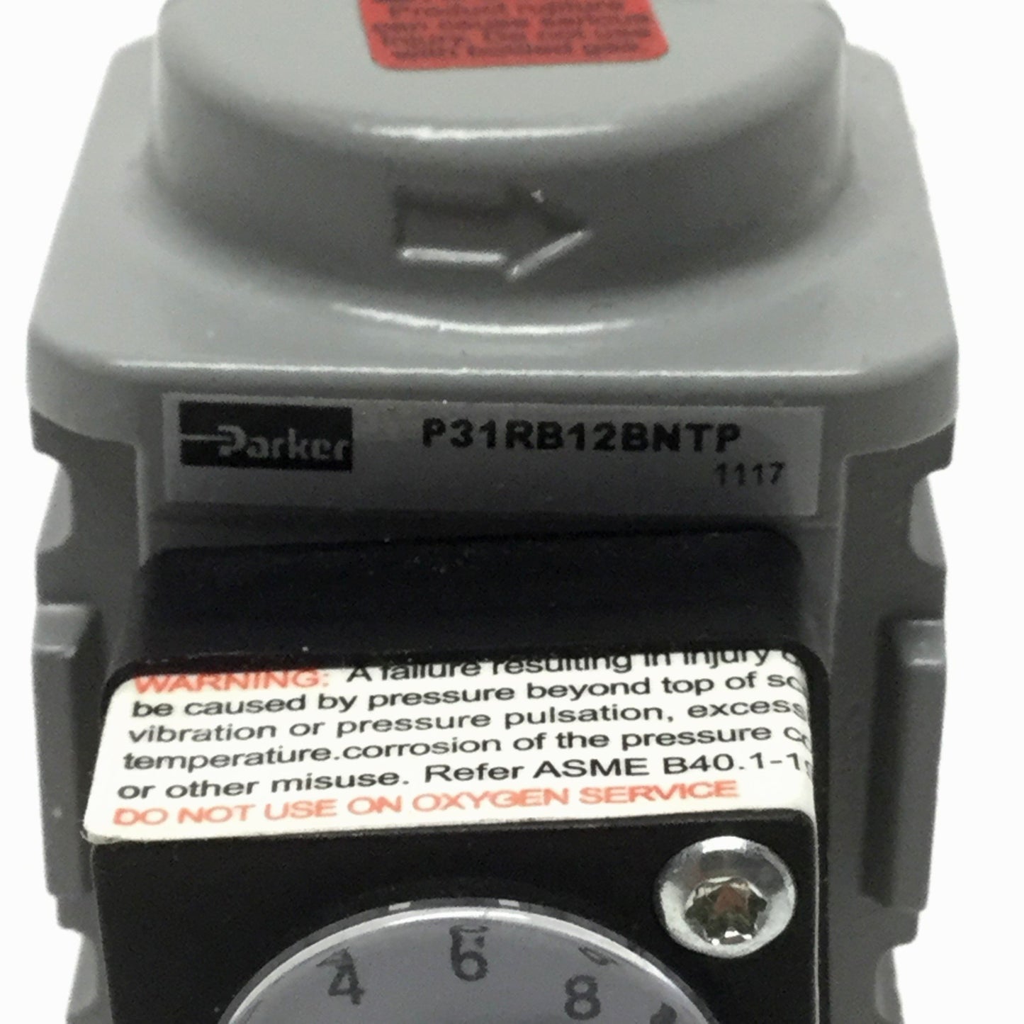 Used Parker P31RB12BNTP Mini Pneumatic Air Pressure Regulator 0-8 bar, 1/4" BSPP