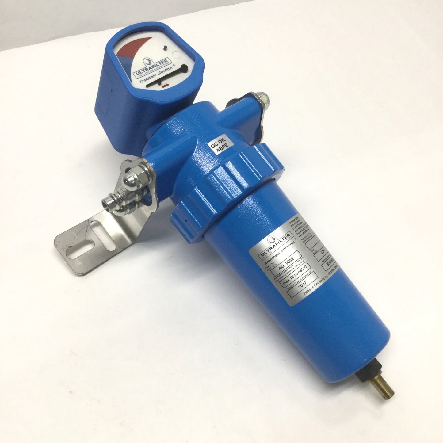 Used Ultrafilter AG 0002 Aluminum Industrial Filter Housing, G1/4" Ports, 16 bar Max