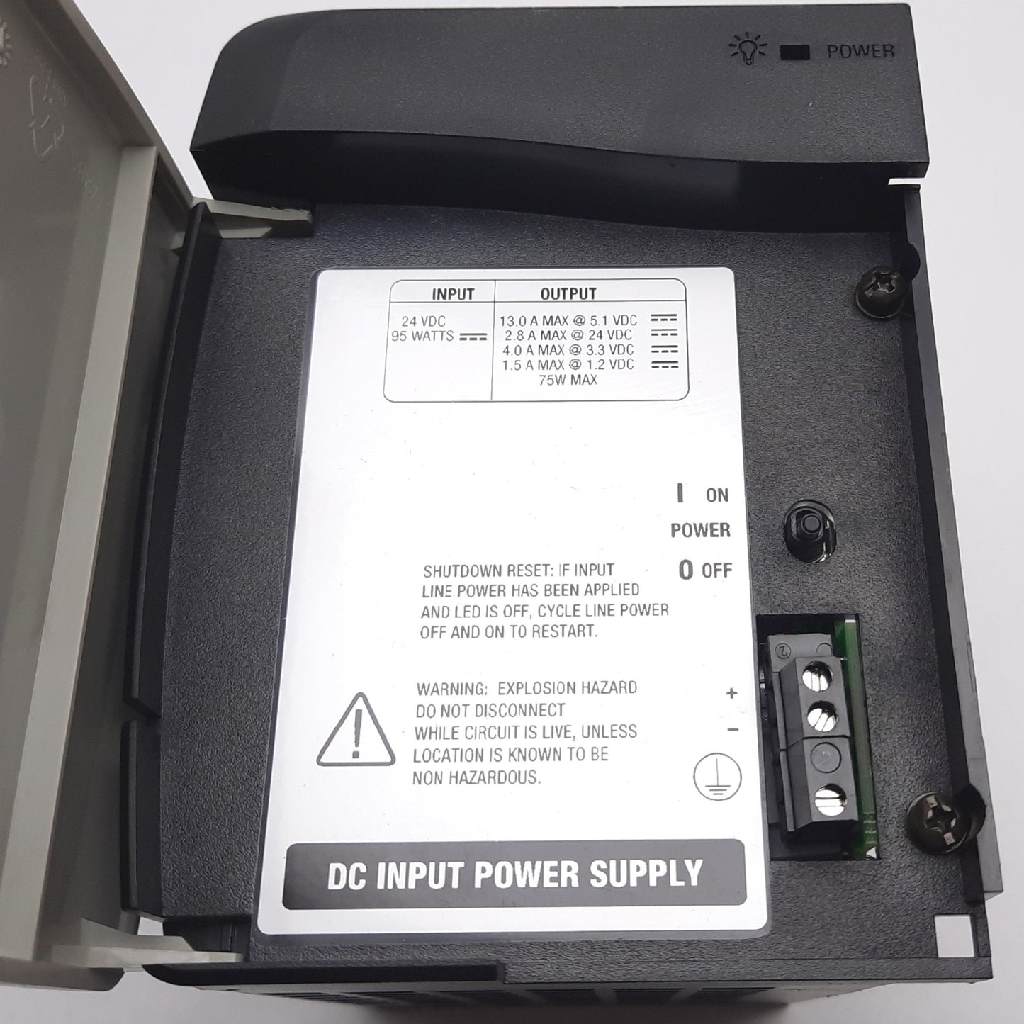 Used Allen Bradley 1756-PB75/B PLC Power Supply, Input: 24VDC, Output: 1.2-24VDC