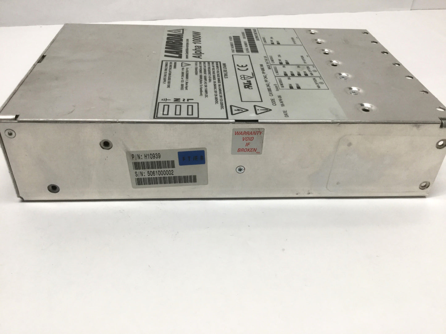 Used LAMBDA H10939 Alpha 1000W Modular Power Supply 85-264VAC In, 6/24VDC 8/25A Out