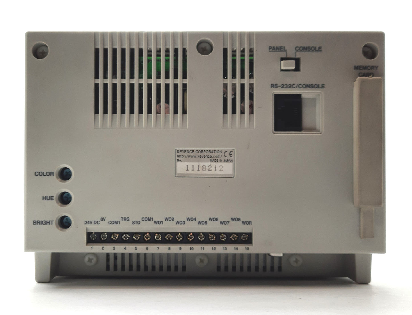 Used Keyence CV-751 Color Machine Vision System Controller/Display, 2x Cameras, 24VDC