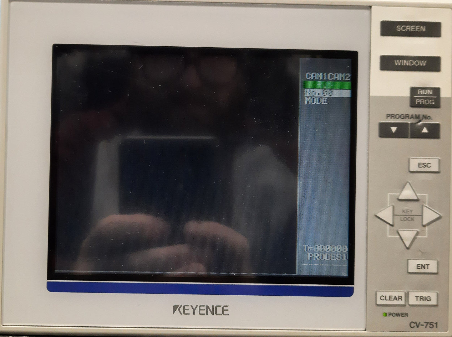 Used Keyence CV-751 Color Machine Vision System Controller/Display, 2x Cameras, 24VDC