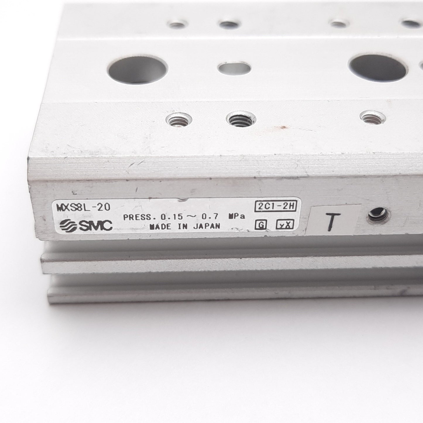 Used SMC MXS8L-20 Air Slide Table, Bore: 8mm, Stroke: 20mm, 0.15-0.7MPa, M5x0.8