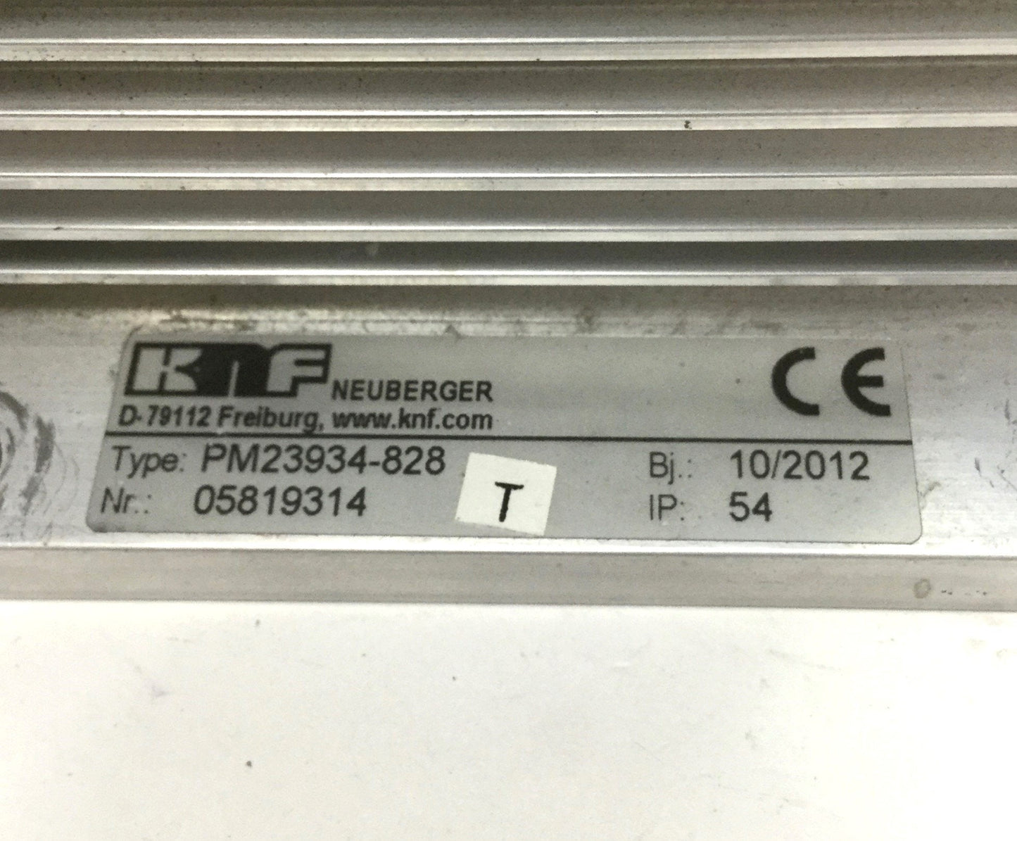 Used KNF PM23934-828 Diaphragm Gas Pump, 230VAC, 100W, 100mbar Vacuum, 1bar Max