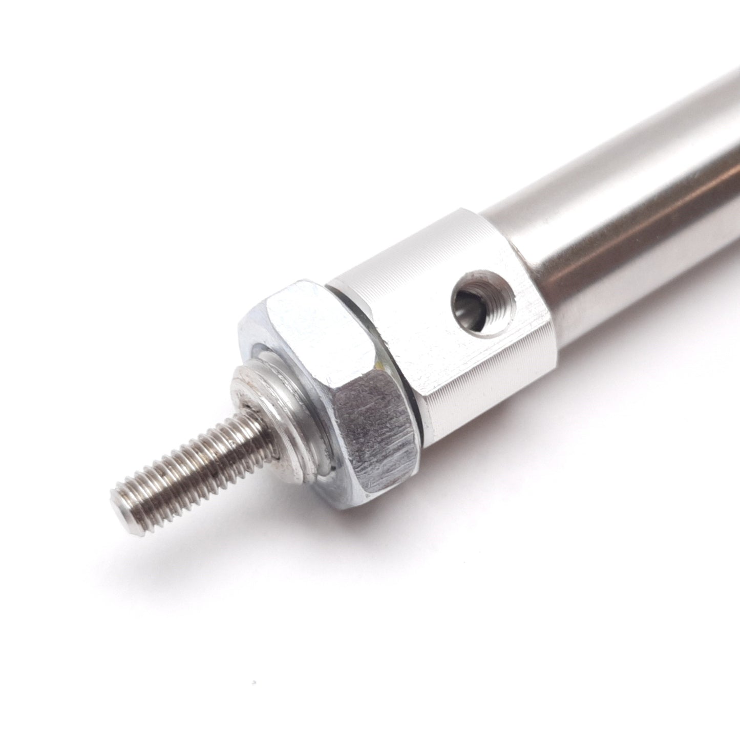 Used SMC NCMB044-0300 Pneumatic Cylinder, Bore: 7/16", Stroke: 3", 1.7MPa, 10-32