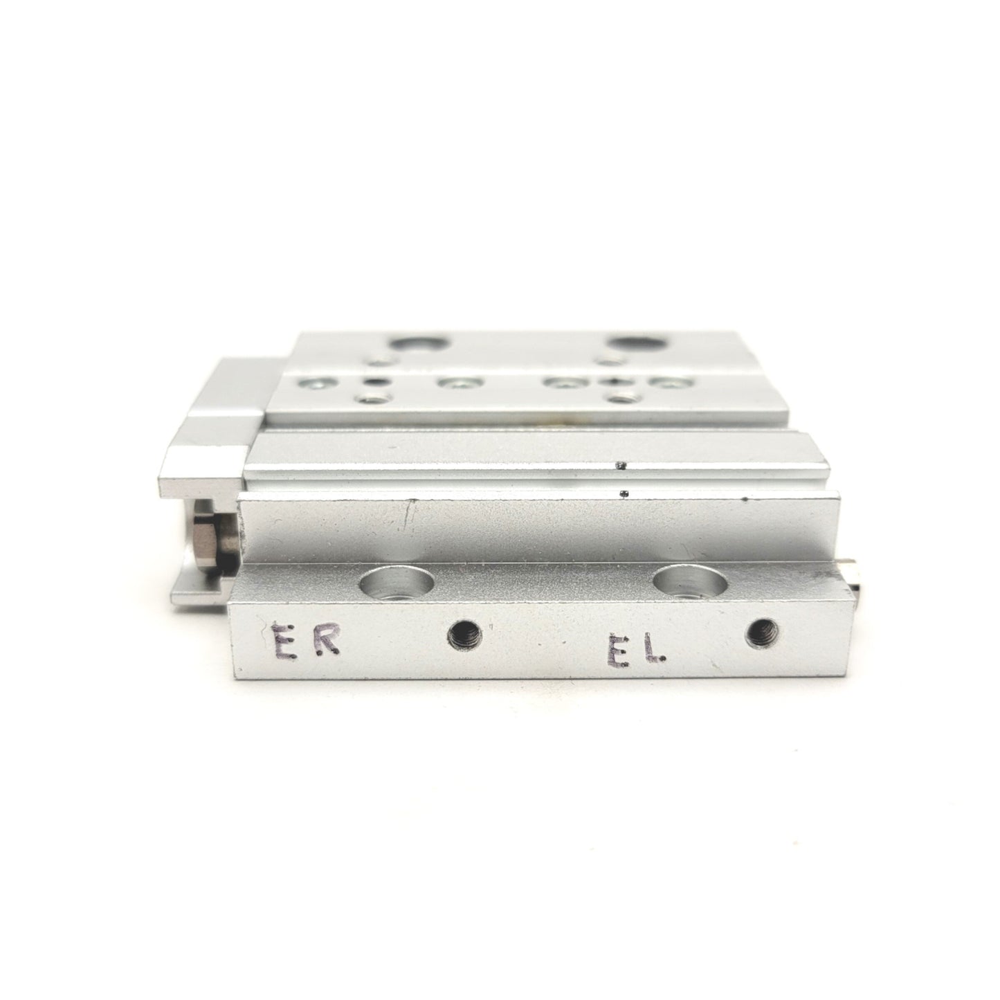 Used SMC MXF8-20 Low Profile Slide Table Bore: 8mm Stroke: 20mm, 0.15-0.7MPa, M3x0.5